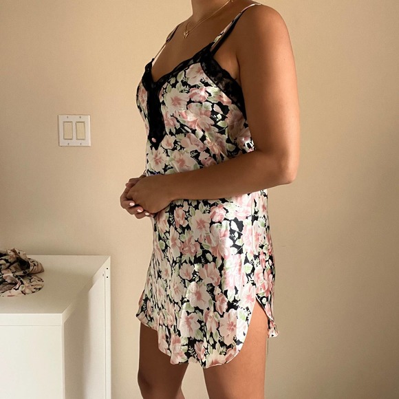 Fantasies by Morgan Taylor Slip Dress & Robe Set Lace Floral Print Size S - Picture 6 of 16